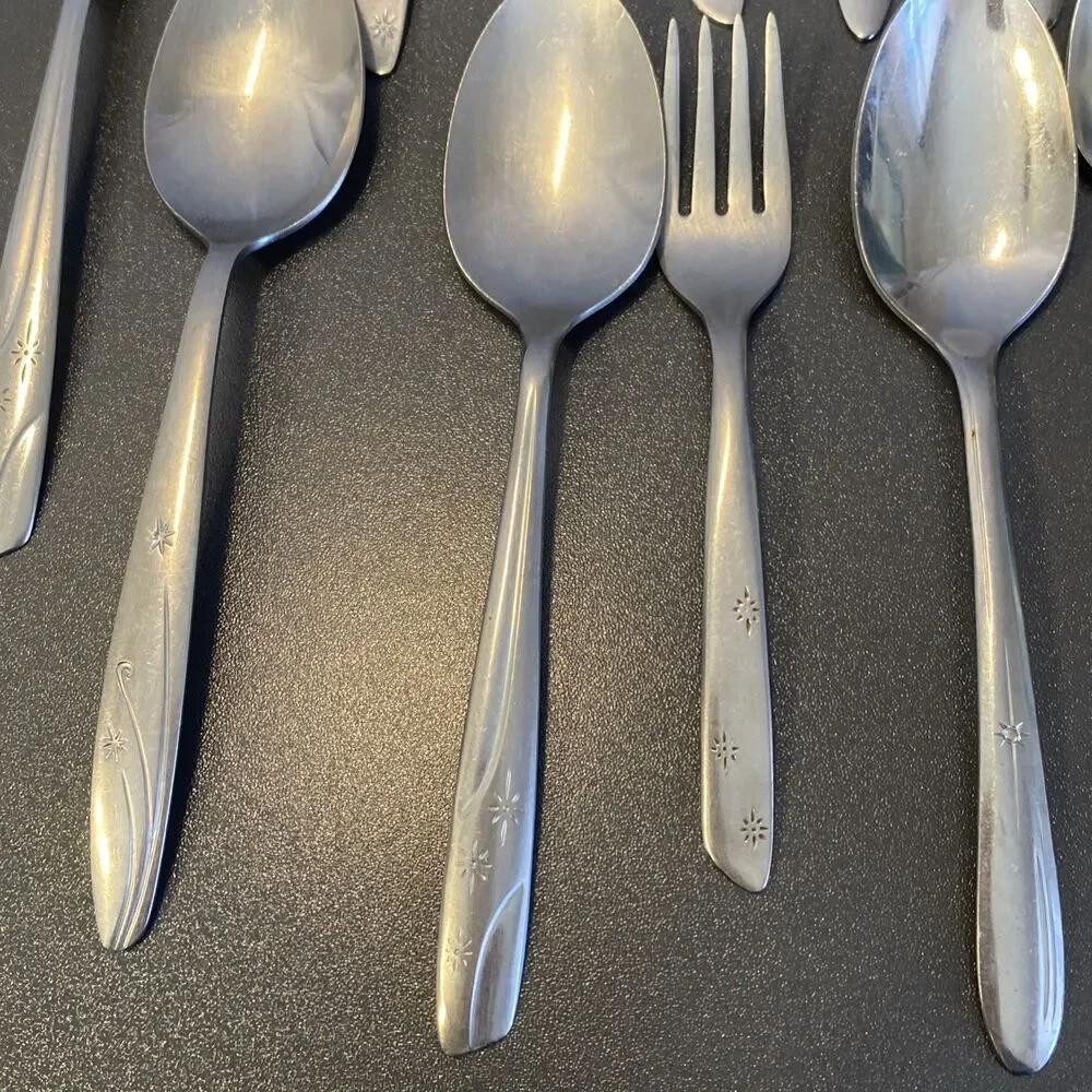 Vintage Atomic Star Starburst Flatware Spoons Forks Mixed Brands Ring Making